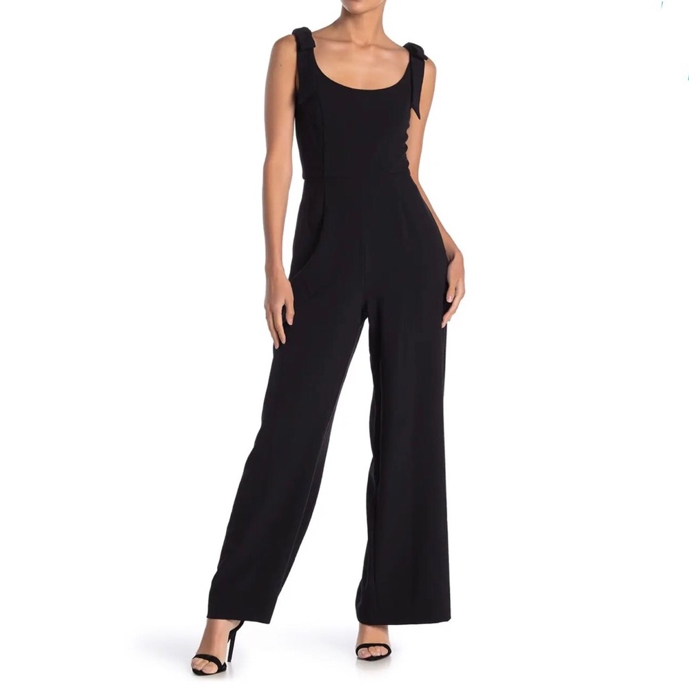 Julia Jordan Jumpsuit Bow Shoulder Black 8 NWT